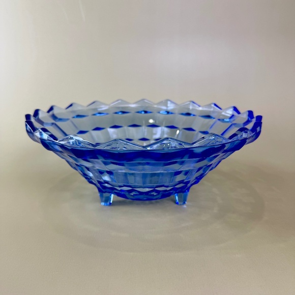 Indiana Glass Other - Vintage Indiana Glass Whitehall Blue Glass Bowl | 10" Footed Sawtooth Edge